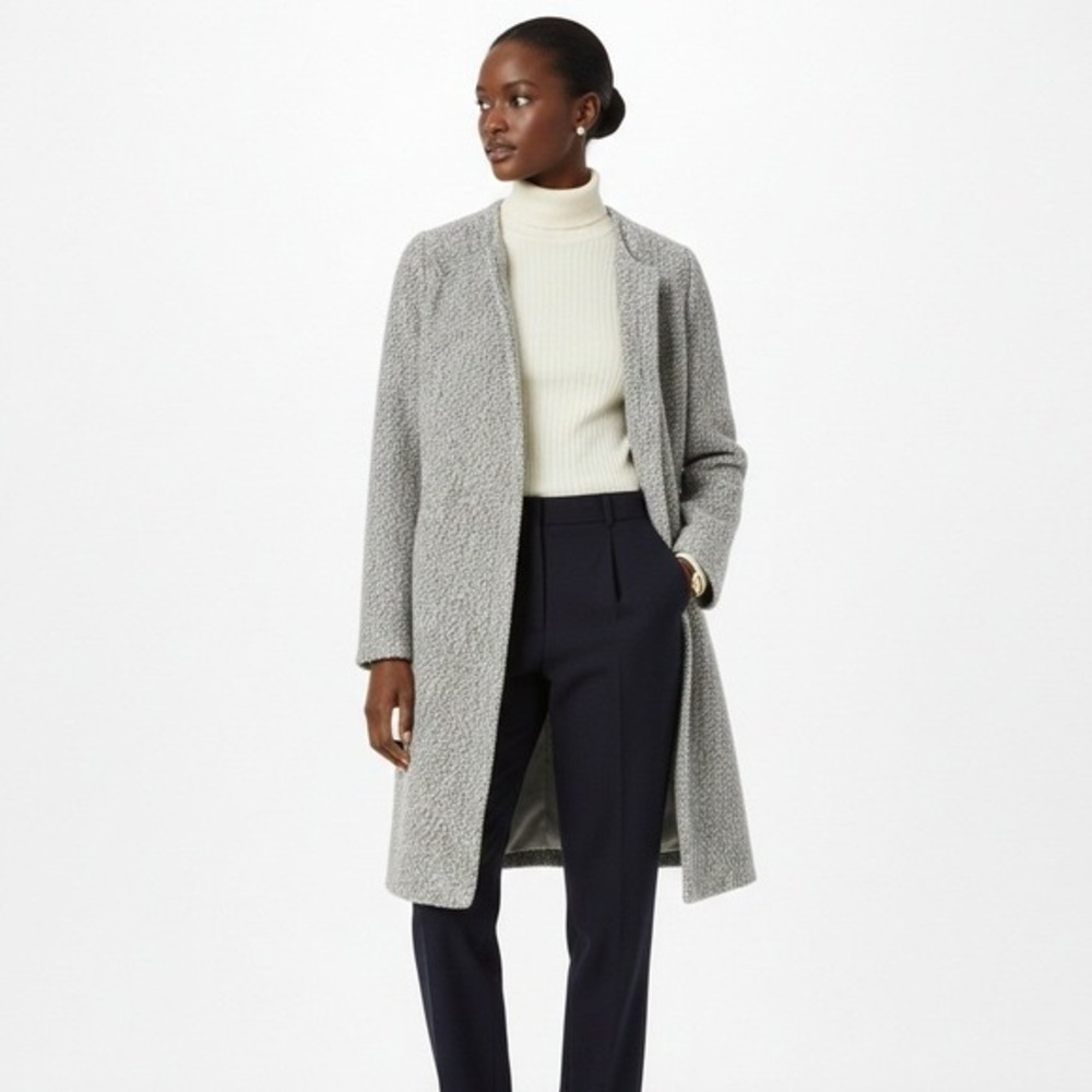 A‎ NEW DAY Textured Knit Open Front Long Sleeve Coatigan Jacket Womens M Gray